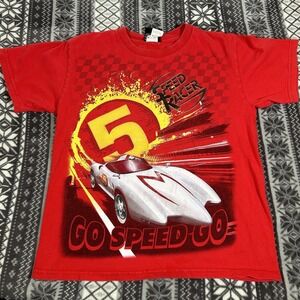 Vintage Y2K Speed Racer Graphic T-Shirt 2008 Movie Promo Tee Kids Size 14/16